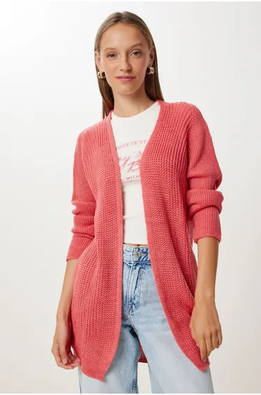 Women's Peach Thessaloniki Knitted Basic Knitwear Cardigan