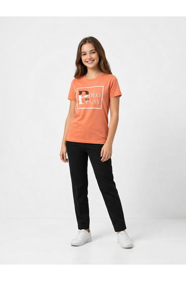 Teen Girls Logo Print Cotton T-Shirt
