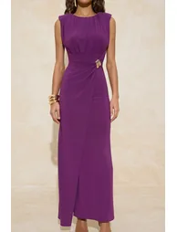 فستان بنفسجي ماكسي بقصة مستقيمة - 2