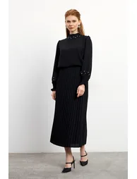 Valeria Skirt and Blouse Set - Black