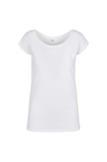 Womens/Ladies Wide Neck T-Shirt - White