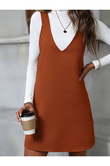 Coral A-Line Sleeveless Jumper Mini Dress