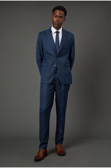 Navy Birdseye Stretch Slim Fit Suit Trousers