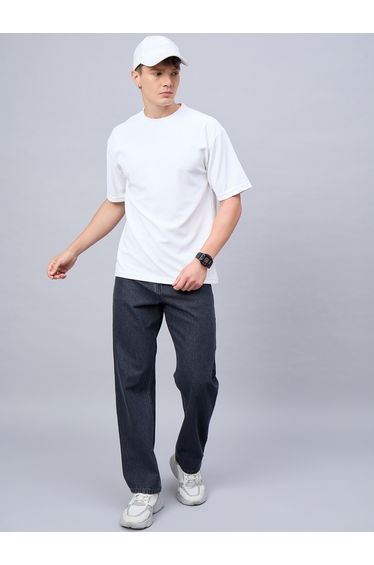 White Textured Oversized T-Shirts