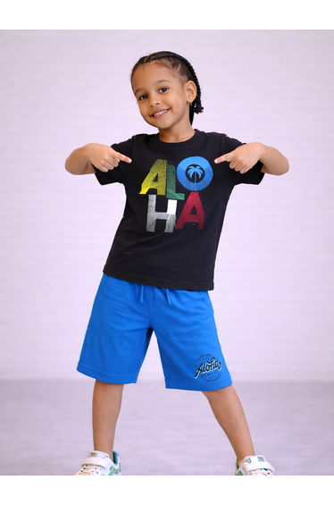 Boys Cotton Graphic T-Shirt and Shorts Set