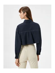 Crop Shirt with Long Sleeves, Dropped Shoulders, Loose Fit. - 1