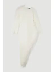 Figure Form Bandage Knit Split Feather Hem Midaxi Dress - 2