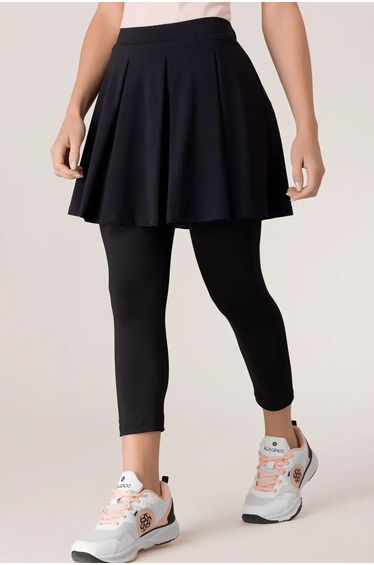 Pique Tennis Skort - SEASONAL BLACK