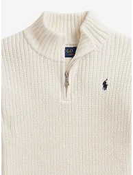 Ralph Lauren Boys Half Zip Jumper in Ivory - 2