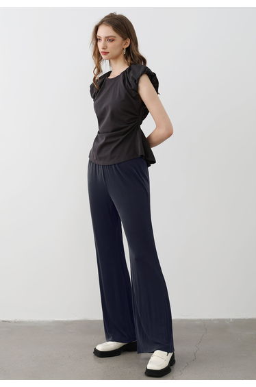 Relaxed Fit Flare Hem Pants in Smoke