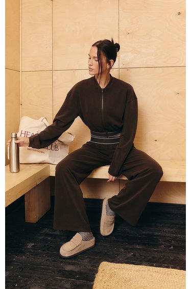 PLT Chocolate Soft Touch Elasticated Waist Bomber Jacket