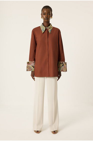 SHIRT WITH ETHNIC PATTERNED DETAILED