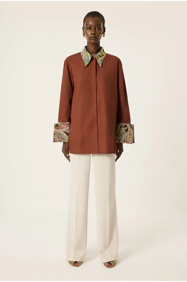 SHIRT WITH ETHNIC PATTERNED DETAILED