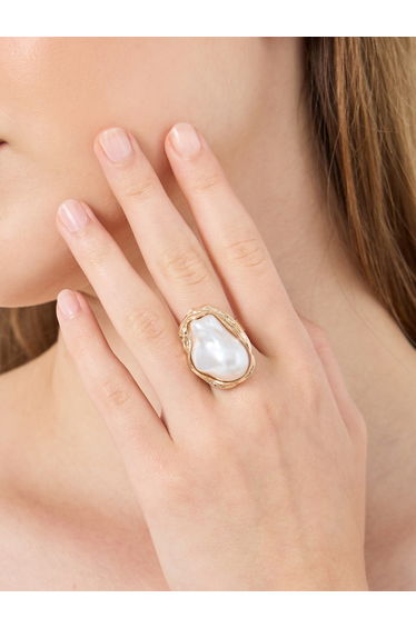 Faux Pearl Accent Ring