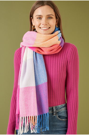 Yumi Mutlicolour Herringbone Oversize Scarf