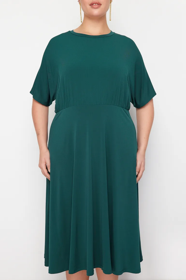Shop Plus Green A-Line Midi Skater Dress Online in Oman