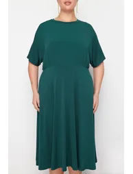 Plus Green A-Line Midi Skater Dress - 7