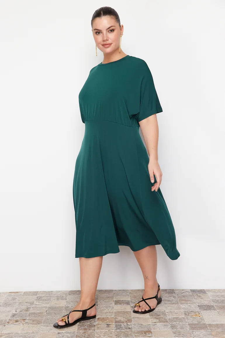 Shop Plus Green A-Line Midi Skater Dress Online in Qatar