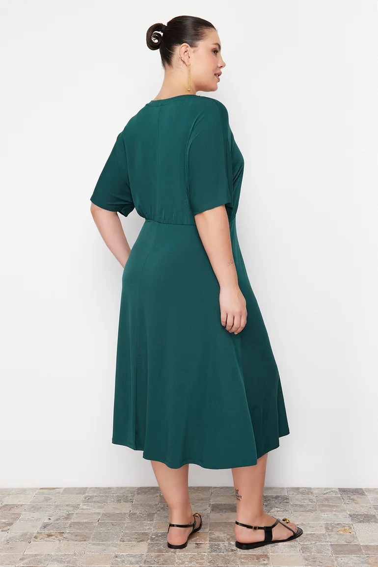 Plus Green A-Line Midi Skater Dress - 3