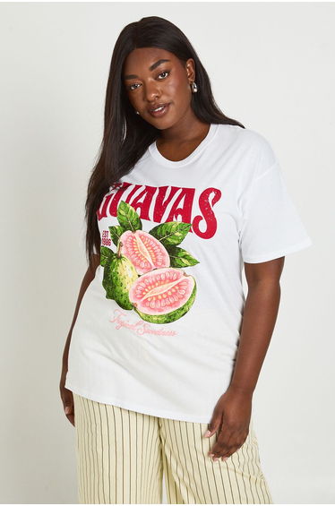 Plus Guava Printed T Shirt - white