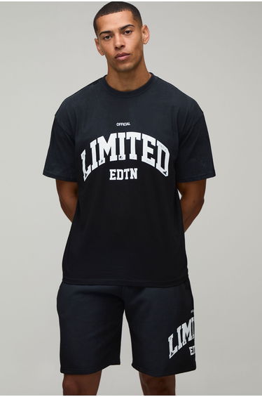 Oversized Spray Wash Limited Edition Printed T-Shirt & Short Set