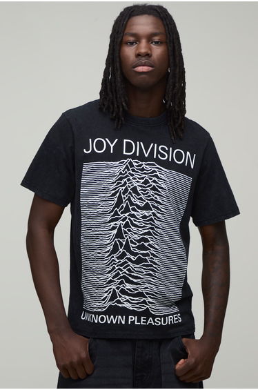 Regular Joy Division Acid Wash License Print T-shirt - washed black