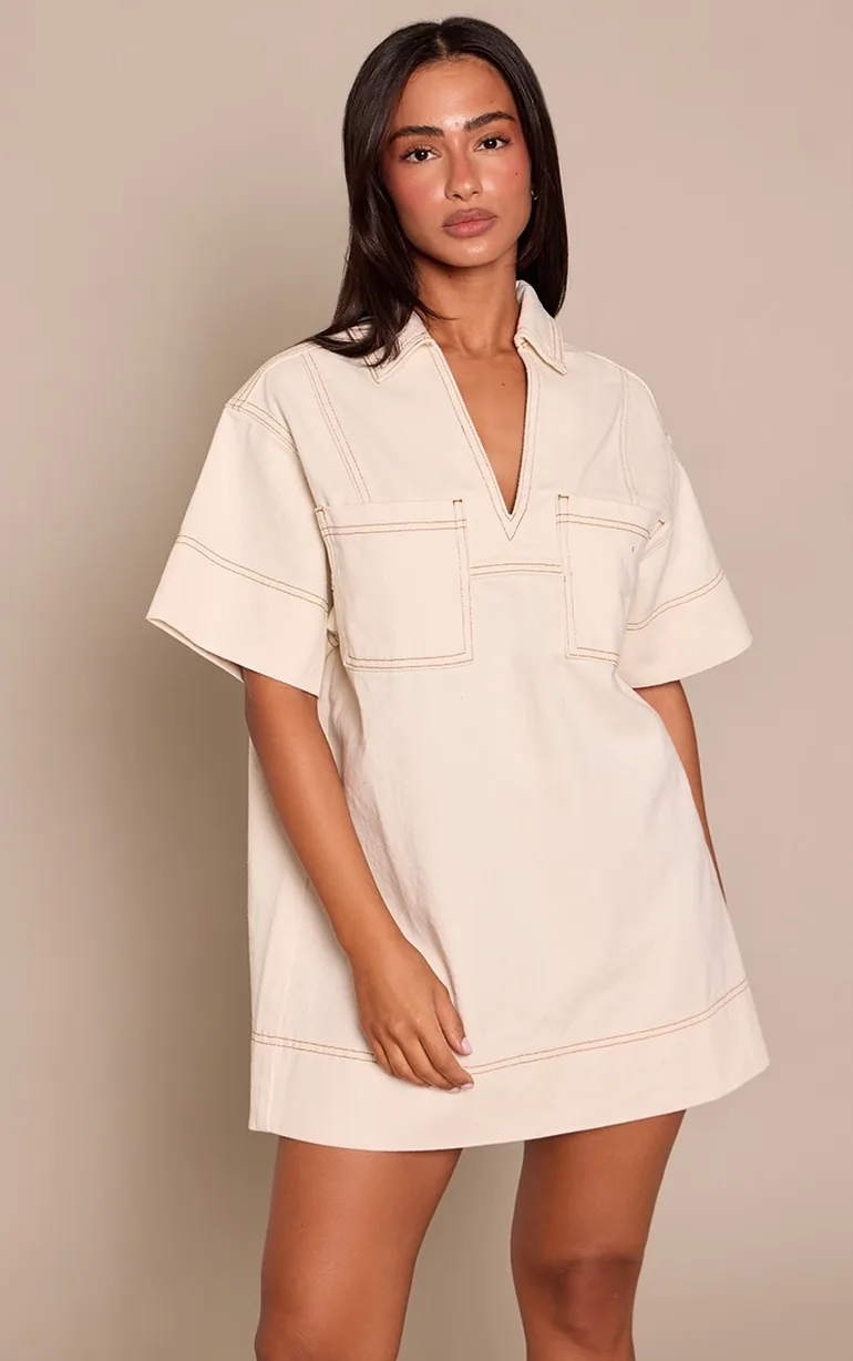 petite denim dress short sleeve Skylar Short Sleeve Denim Mini Dress in medium wash