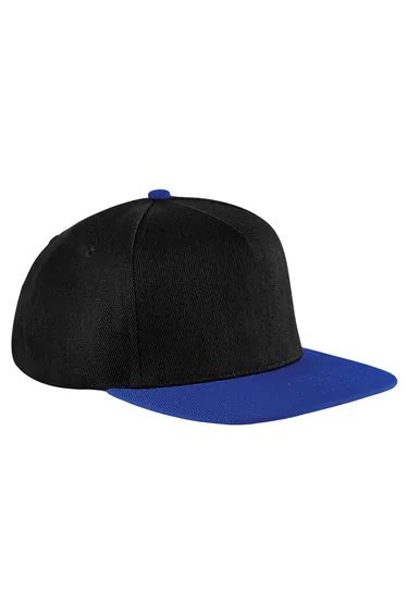Beechfield Unisex Original Flat Peak Snapback Cap - Black/Royal Blue