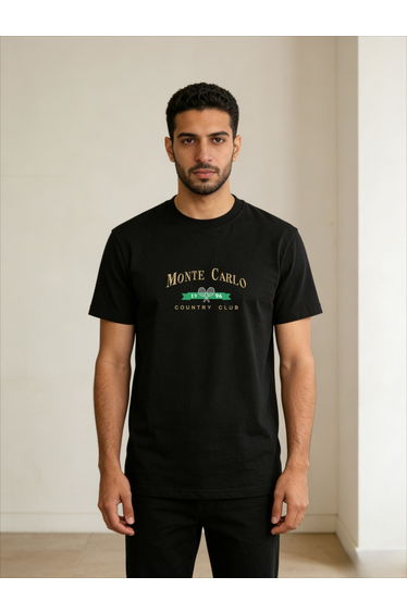 Men Black Text Print T-Shirt