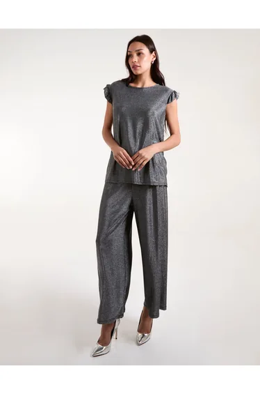 Frill Sleeve Metallic Top