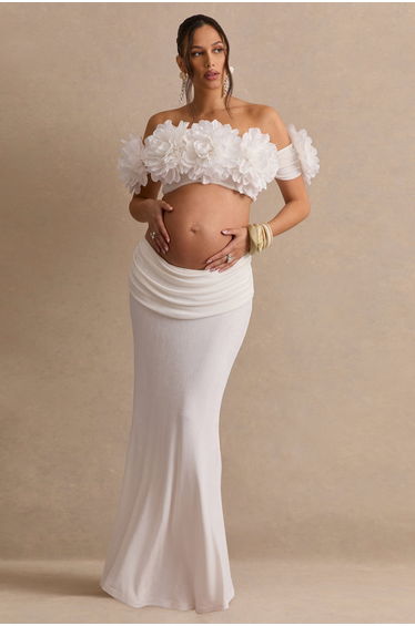 Arwenne | White Maternity Maxi Skirt