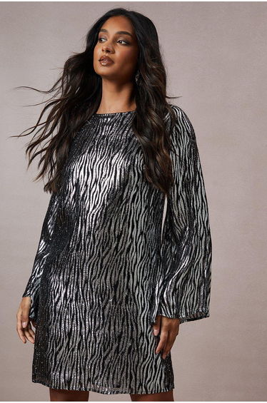 Occasion Zebra Metallic Mini Dress