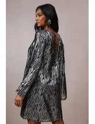 Occasion Zebra Metallic Mini Dress - 2