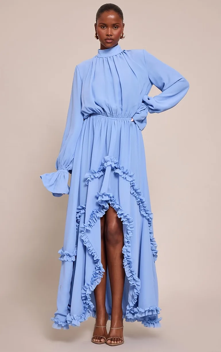 frill chiffon dress Hale Bob Aspen Ruffle Chiffon Dress