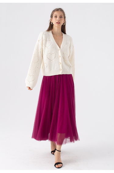 My Secret Garden Tulle Maxi Skirt in Magenta
