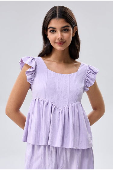 Ruffle Sleeve Peplum Top