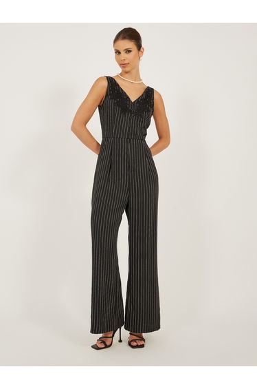 Striped Sleeveless Wide Leg Jumpsuit
