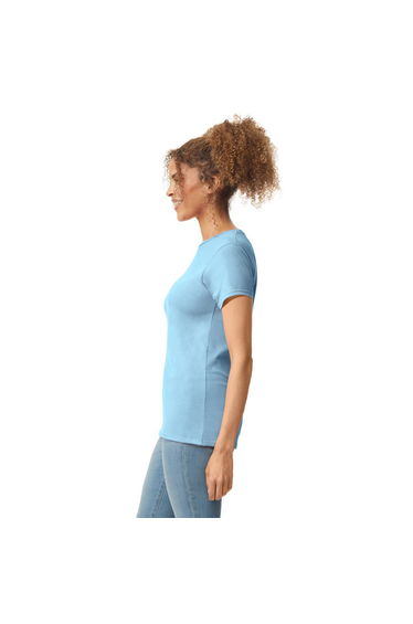 Gildan Womens/Ladies Softstyle Plain Ringspun Cotton Fitted T-Shirt - Light Blue