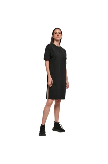 Womens/Ladies Organic Split Hem Oversized T-Shirt Dress - Black