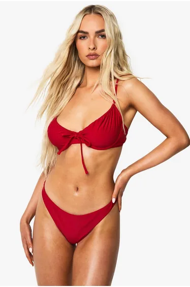 توب بكيني للصدر الممتلئ - أحمر