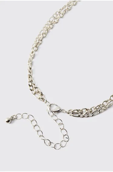 Tree Pendant Layered Necklace - silver