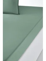 شرشف سرير قطن مغسول سادة بحواف مطاطية - 1