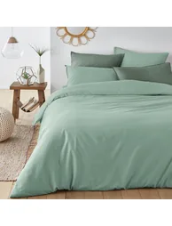 شرشف سرير قطن مغسول سادة بحواف مطاطية - 3