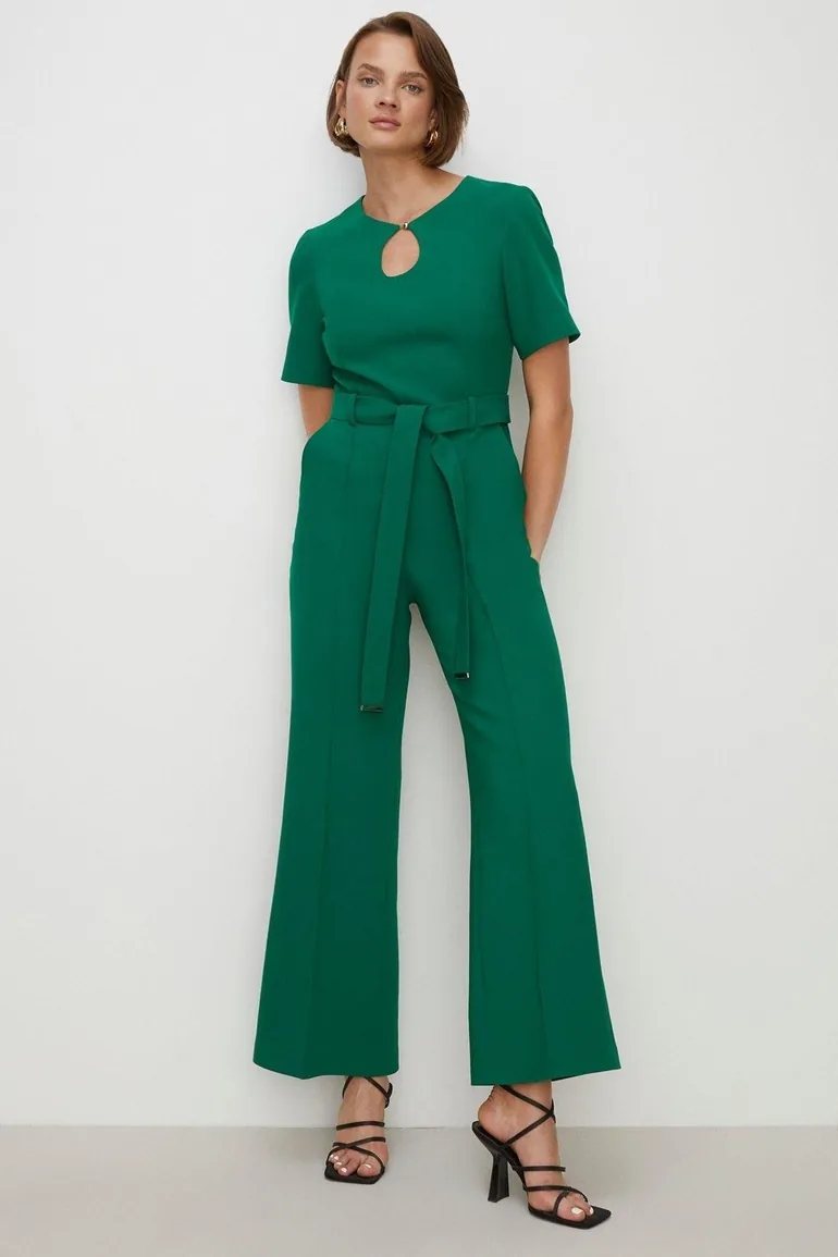Premium Tailored Stretch Belted Jumpsuit