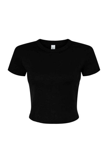 Bella + Canvas Womens/Ladies Micro-Rib Crop T-Shirt - Solid Black