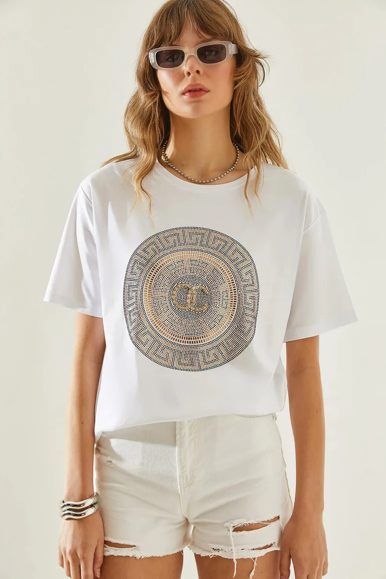 LUCCI Embroidered Printed Crew Neck T-Shirt