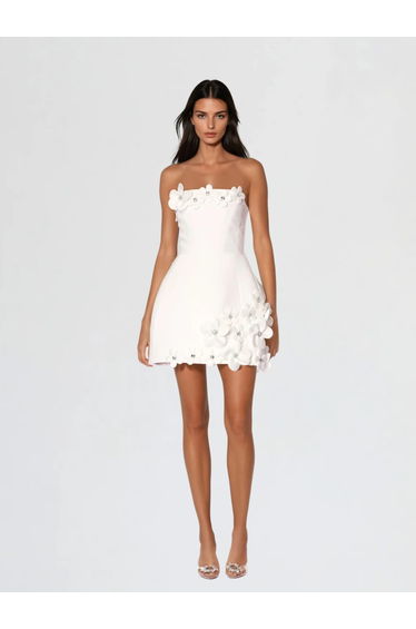 Xavon Strapless Flower Bandage Mini Dress
