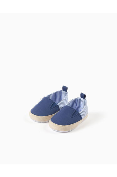 Canvas espadrilles with stripes for newborn boys white/blue