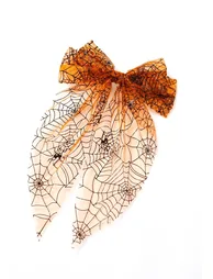 Spiderweb Mesh Bow Hair Barrette - 1