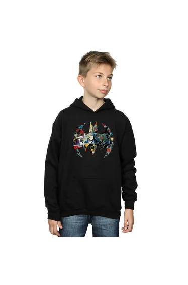 DC Comics Boys Batman Comic Book Logo Hoodie - Black